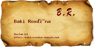 Baki Roxána névjegykártya
